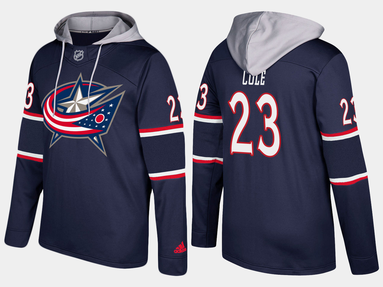 Men NHL Columbus blue jackets #23 ian cole navy blue  hoodie->columbus blue jackets->NHL Jersey